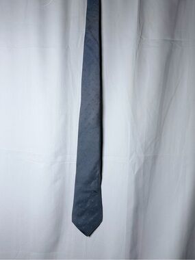 Saks Fifth Avenue Blue-Gray Silk Tie with Subtle Dot Motif